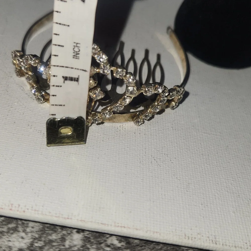 Vintage Rhinestone Tiara Hair Comb Silver Tone Crystal‎ Crown Wedding Pageant